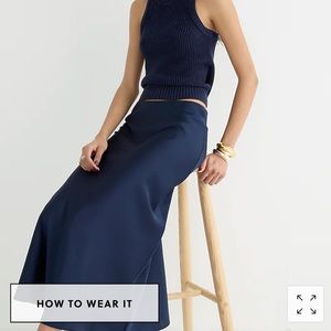 J. Crew Gwyneth slip skirt navy